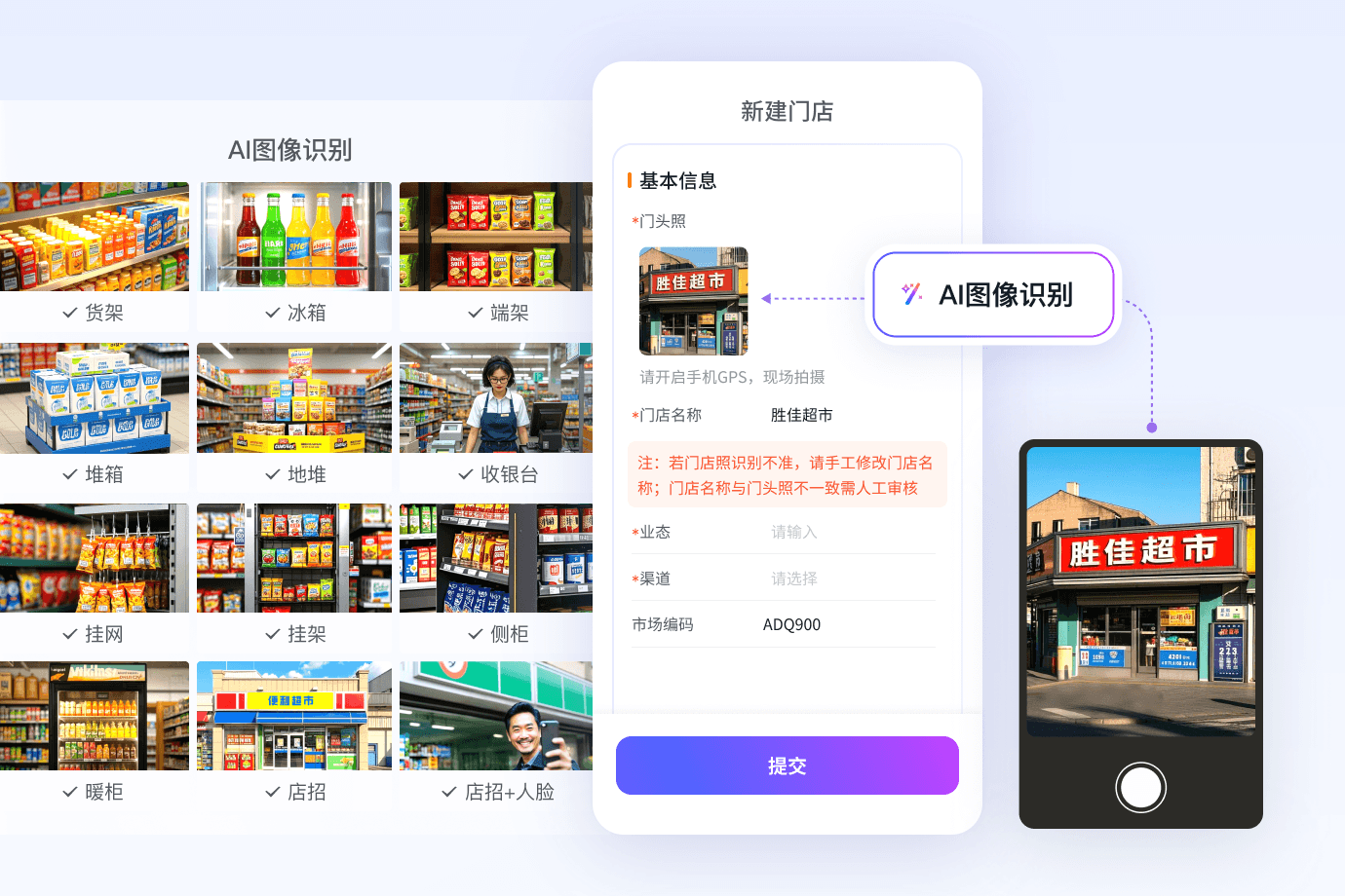 AI商品货架图像识别功效示意图